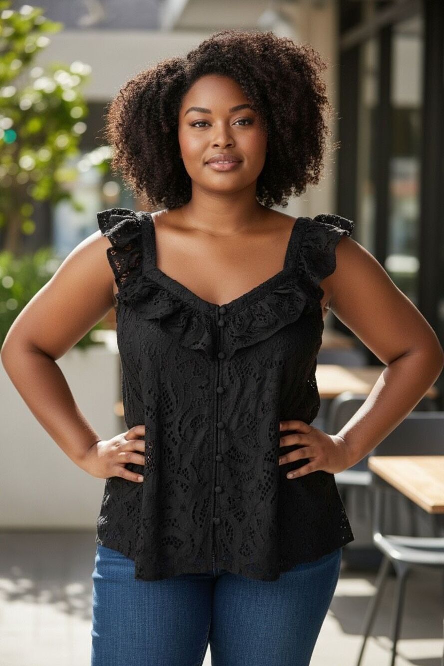 New With Tags Torrid Black Eyelet Lace Babydoll Top